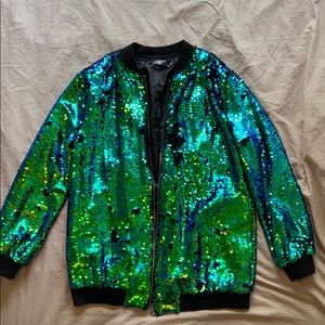 Missguided Sequin Zip Up Jacket